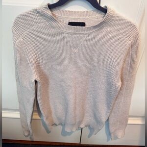 Lucky Brand Cream Waffle Knit Sweater Women’s Small Cozy Textured